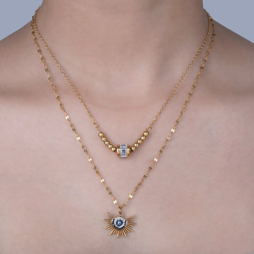 Artklim Gold Plated Dual Radiance Evil Eye Layered Necklace