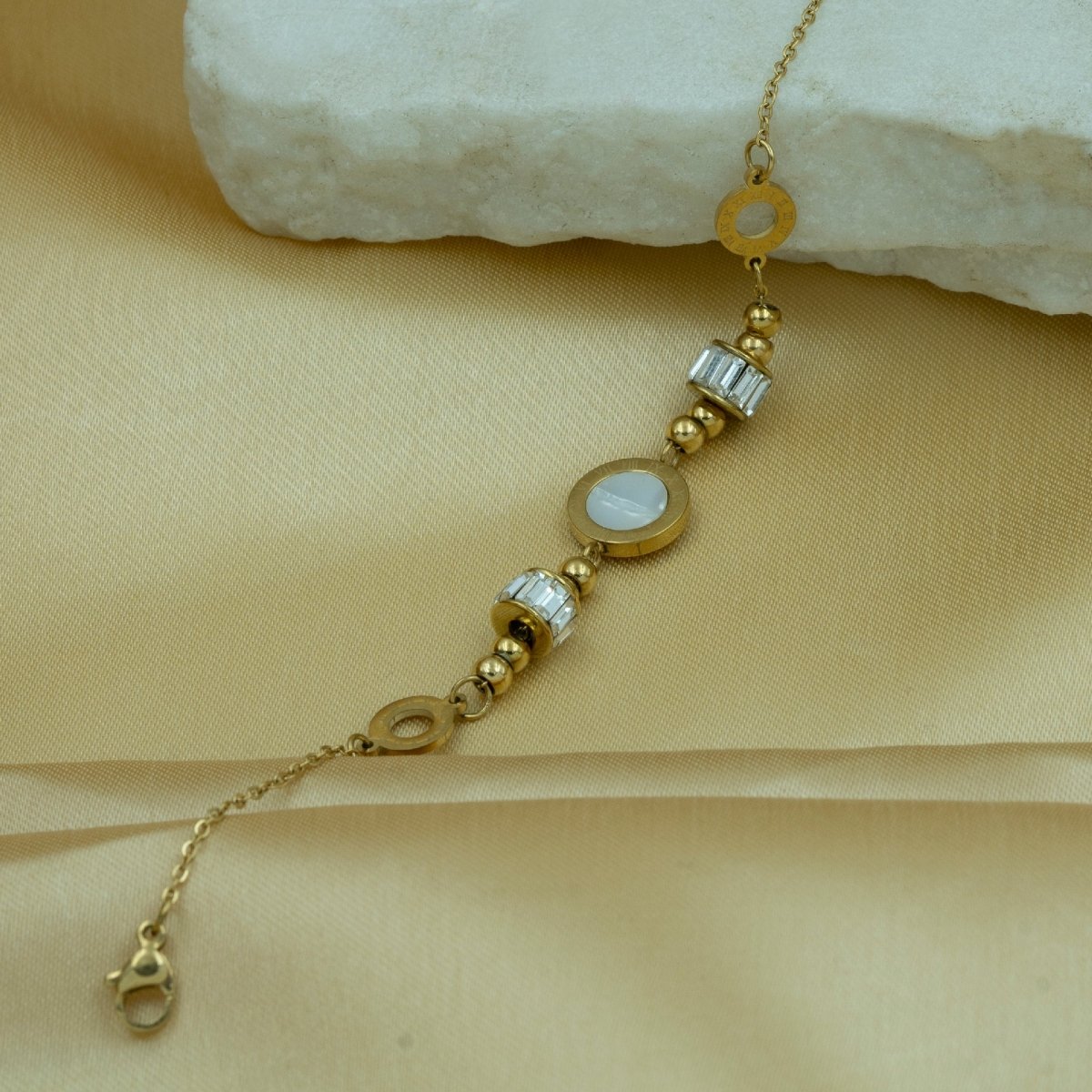 Artklim Gold Plated Roman Numerals Charm Bracelet