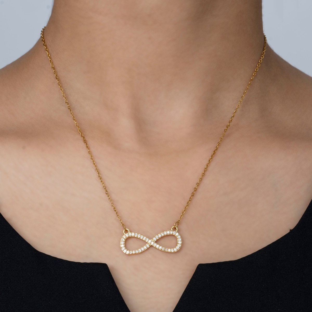 Artklim Gold Plated Studded Infinity Pendant Necklace