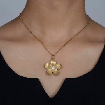 Artklim Gold Plated Floral Pendant Necklace
