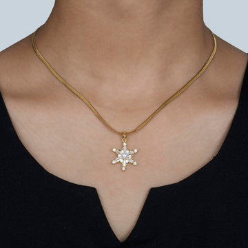 Artklim Gold Plated Snowflake Pendant Necklace