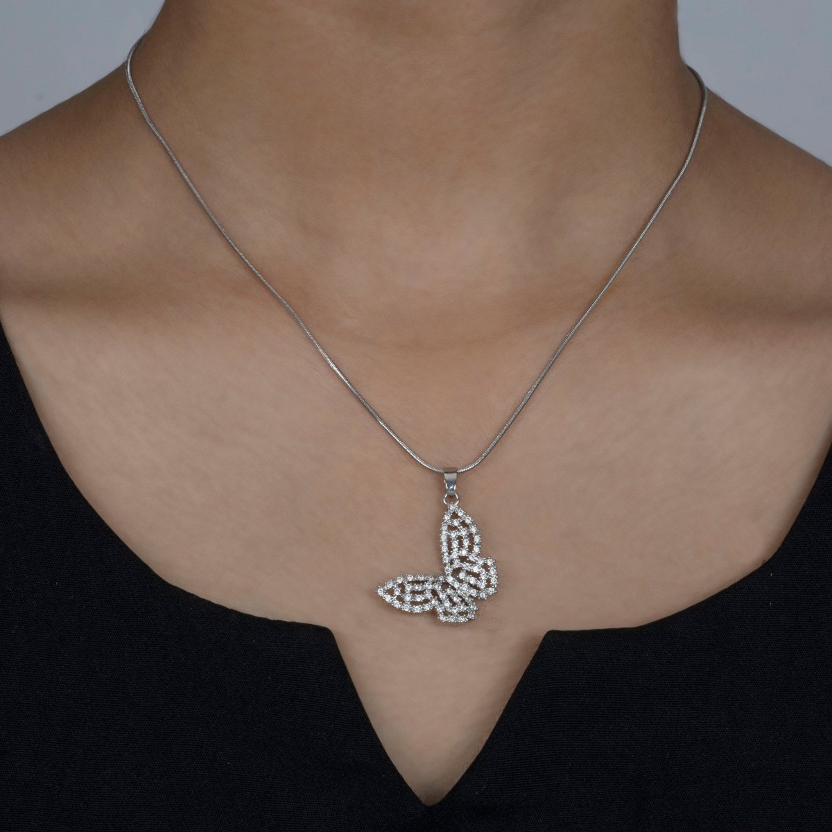 Artklim Silver Plated Butterfly Pendant Necklace