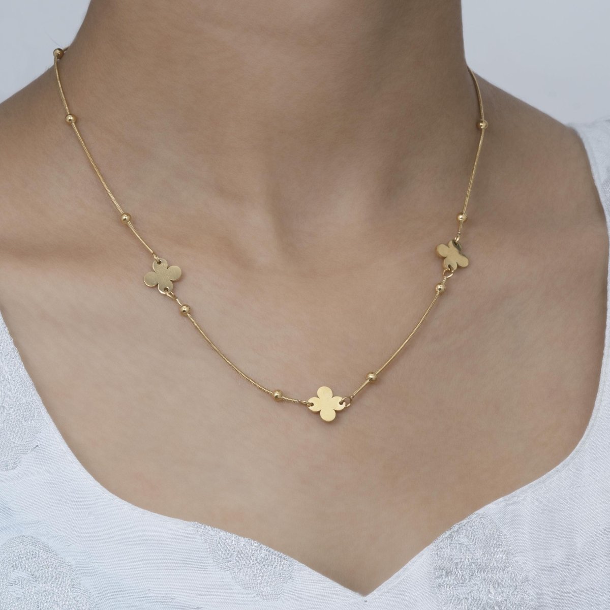 Artklim Gold Plated Clover Charms Pendant Necklace