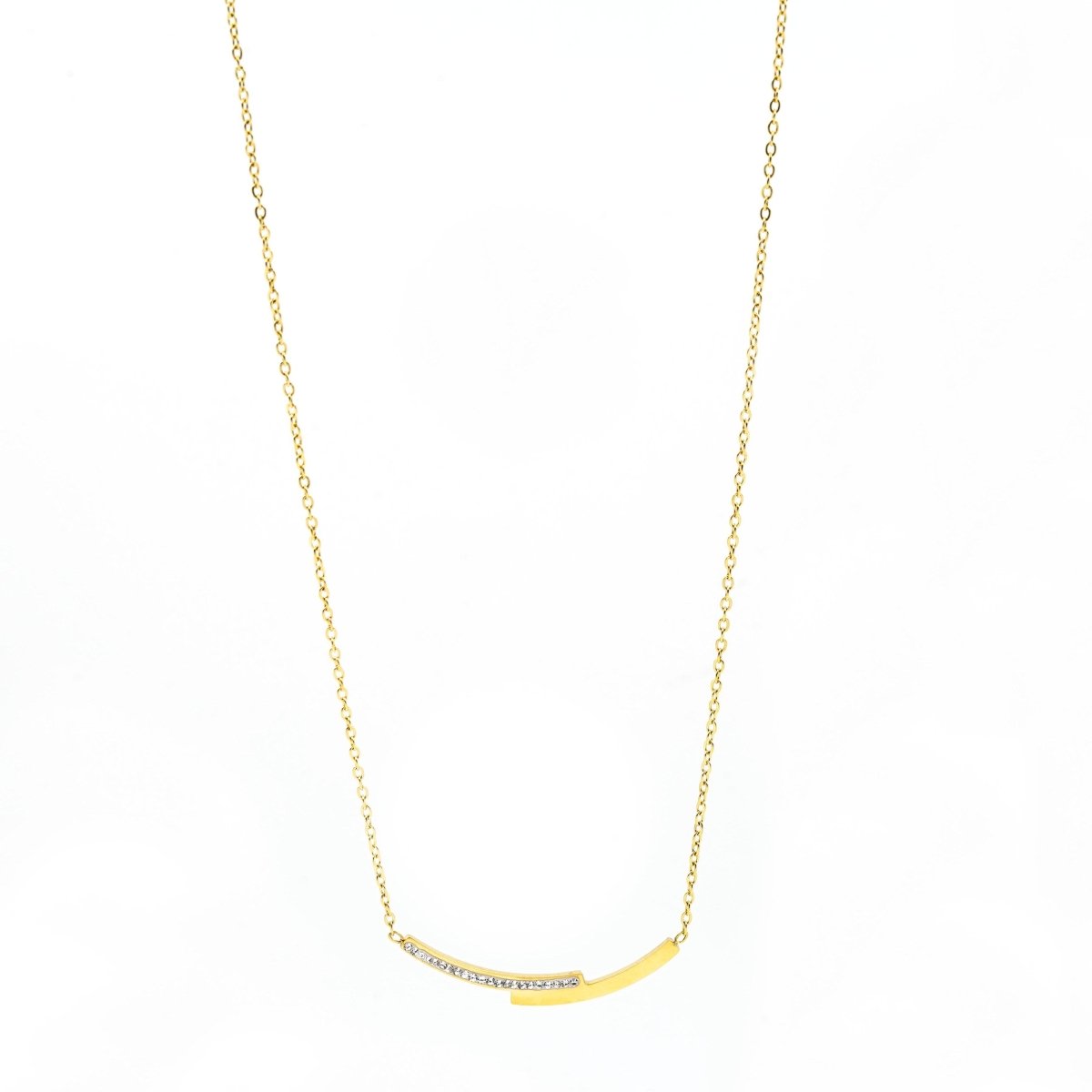 Artklim Gold Plated Elegant Curve Pendant Necklace