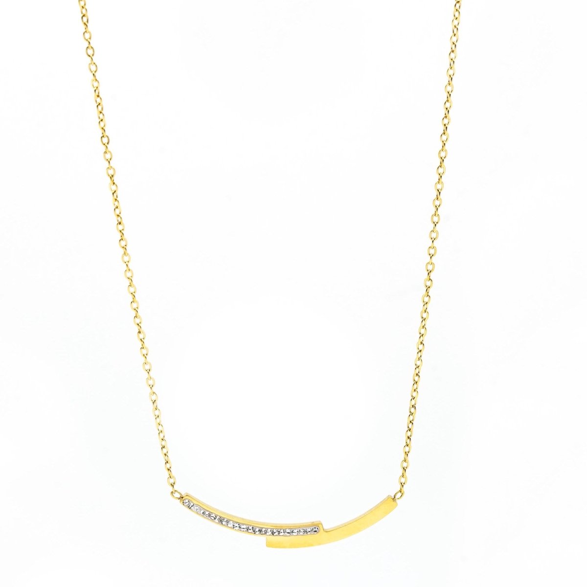 Artklim Gold Plated Elegant Curve Pendant Necklace