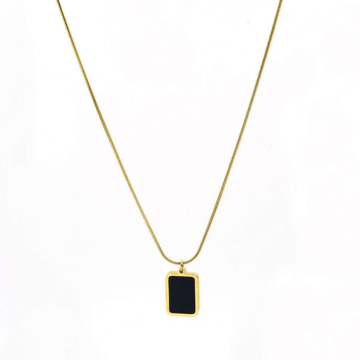 Artklim Gold Plated Black Square MOP Pendant Necklace