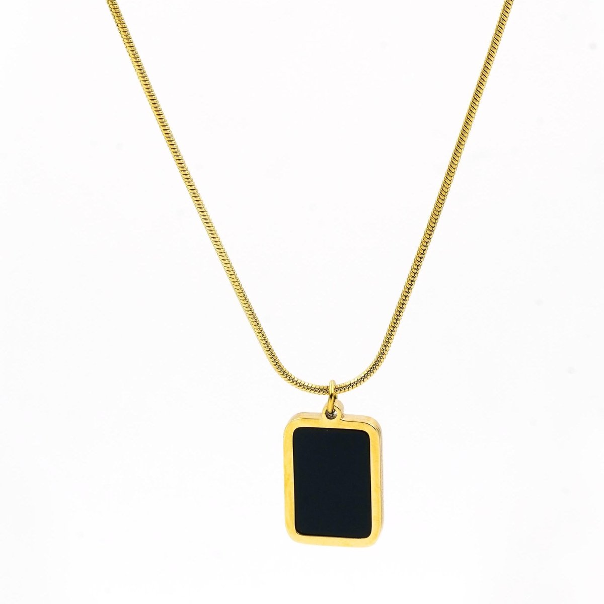 Artklim Gold Plated Black Square MOP Pendant Necklace