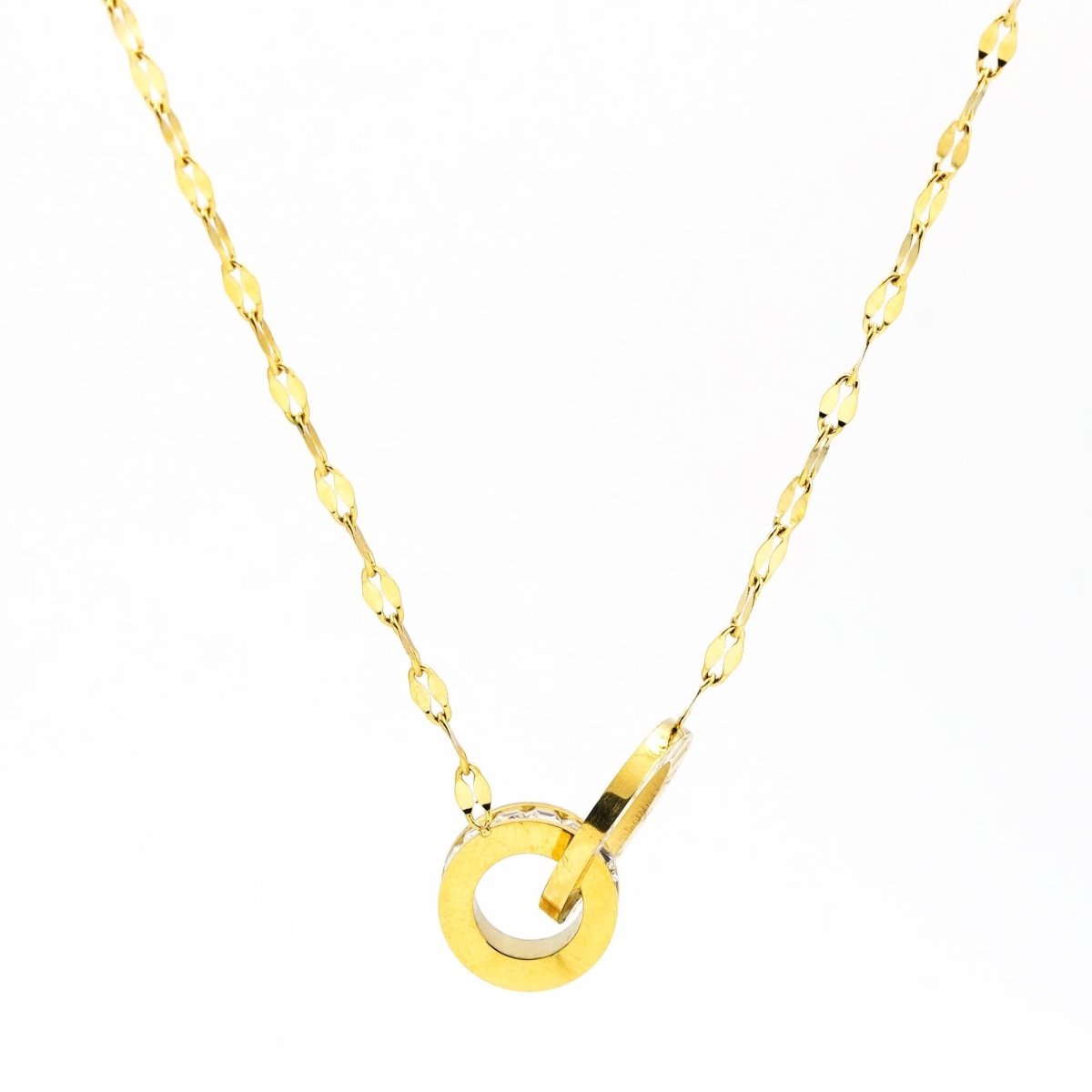 Artklim Gold Plated Linked Circles Pendant Necklace