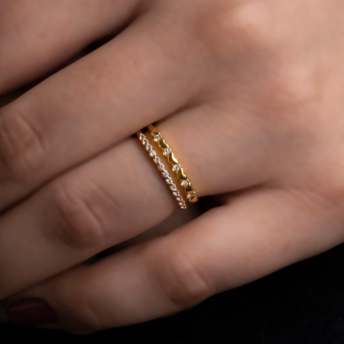 Artklim Gold Plated Stone Studded Adjustable Ring