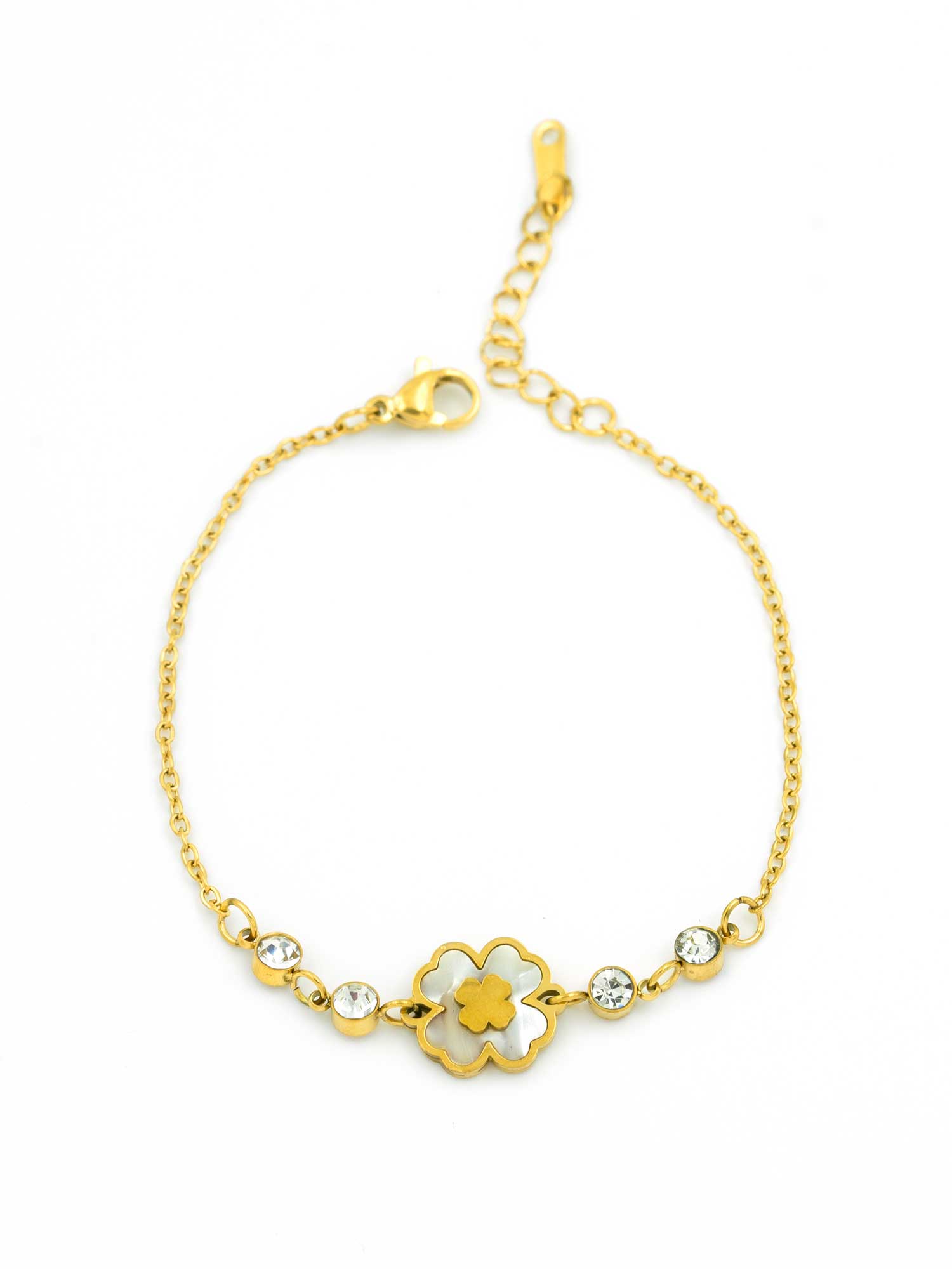 Artklim Elegant Gold Floral Bracelet with Crystal Accents