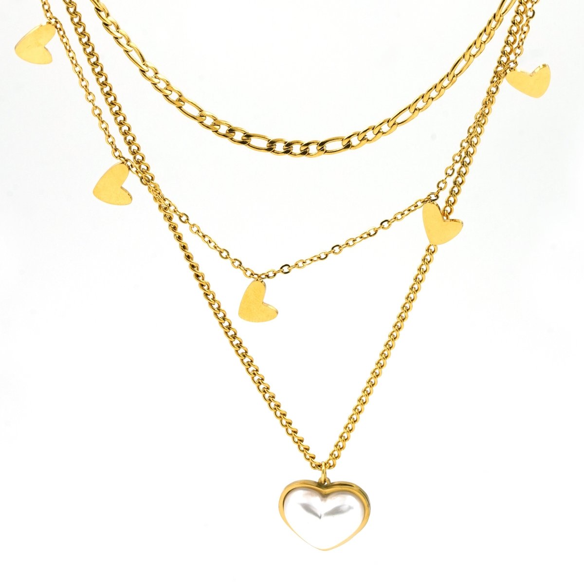 Artklim Gold Plated Golden Haerts Layered Necklace
