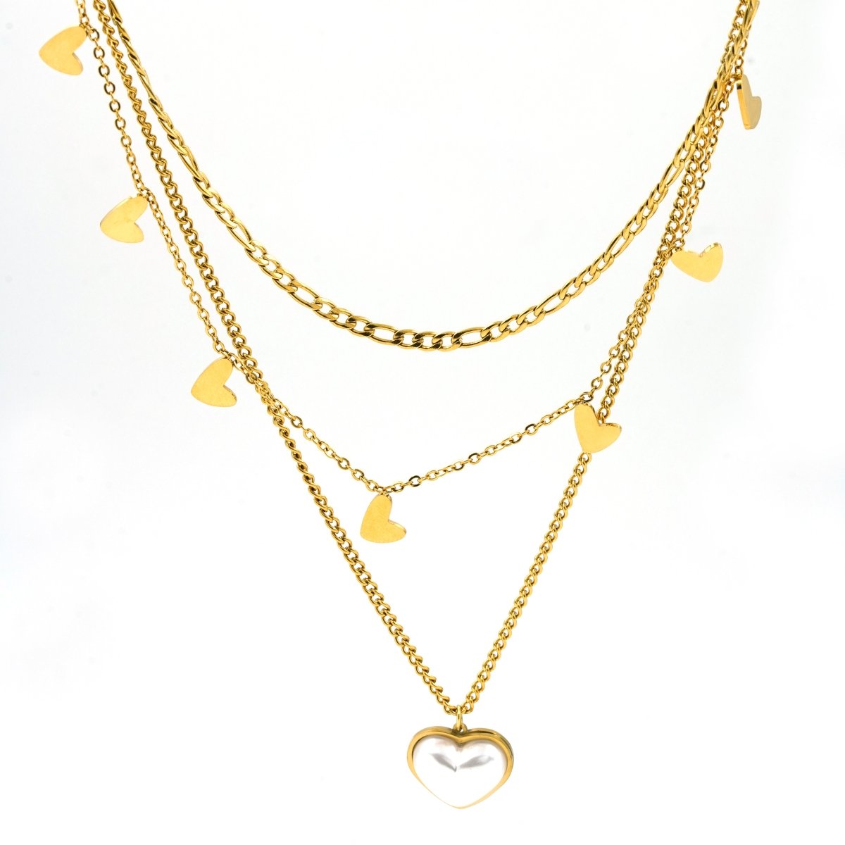 Artklim Gold Plated Golden Haerts Layered Necklace