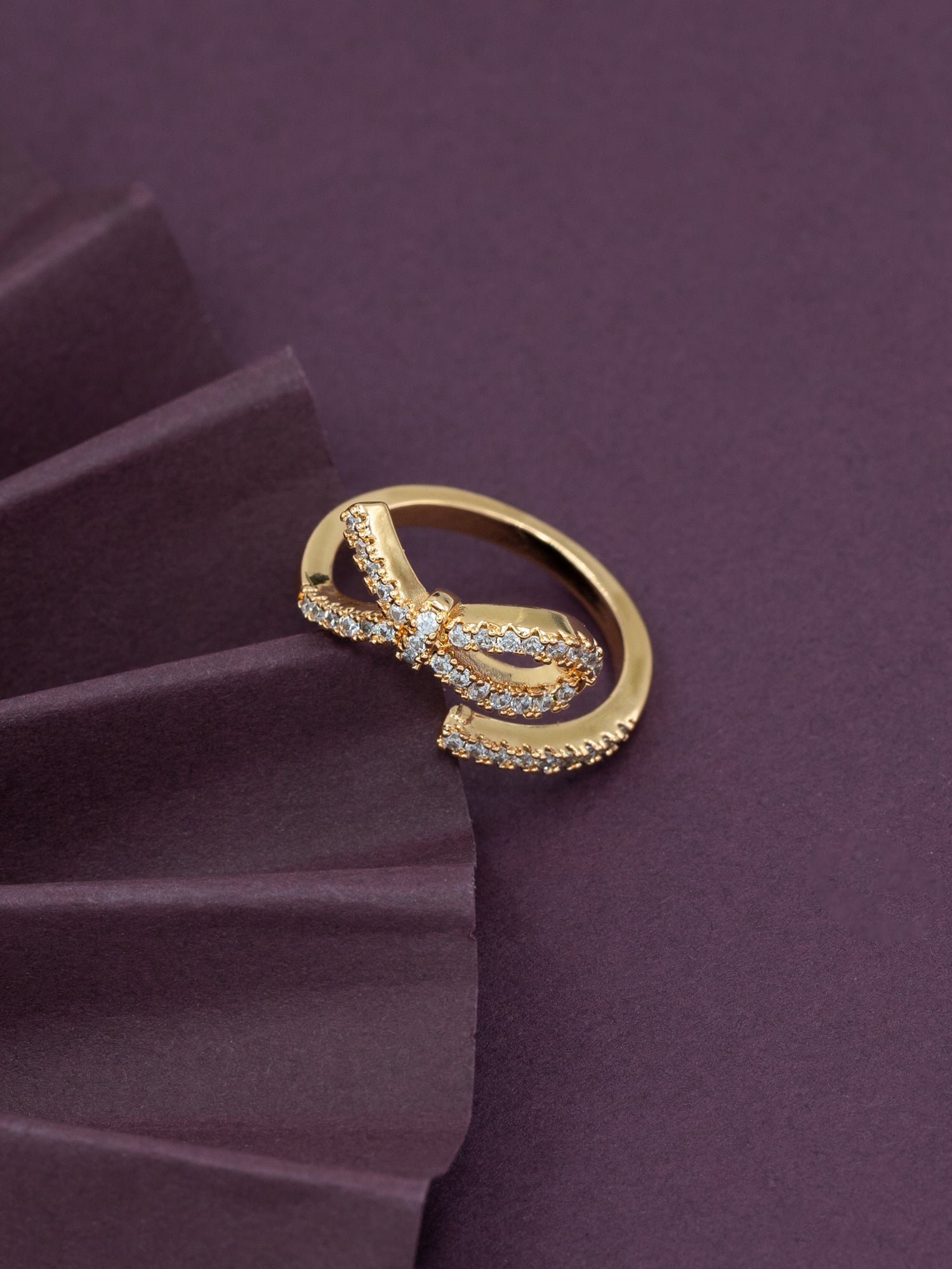 Artklim Gold-Plated Bow Charm Anti-Tarnish Ring