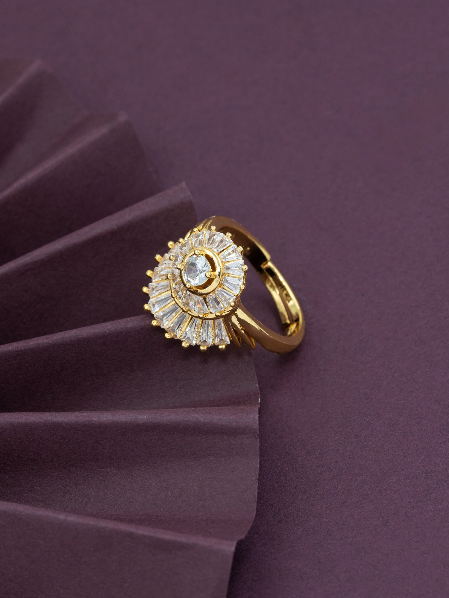 Artklim Gold-Plated Radiant Halo Anti-Tarnish Ring