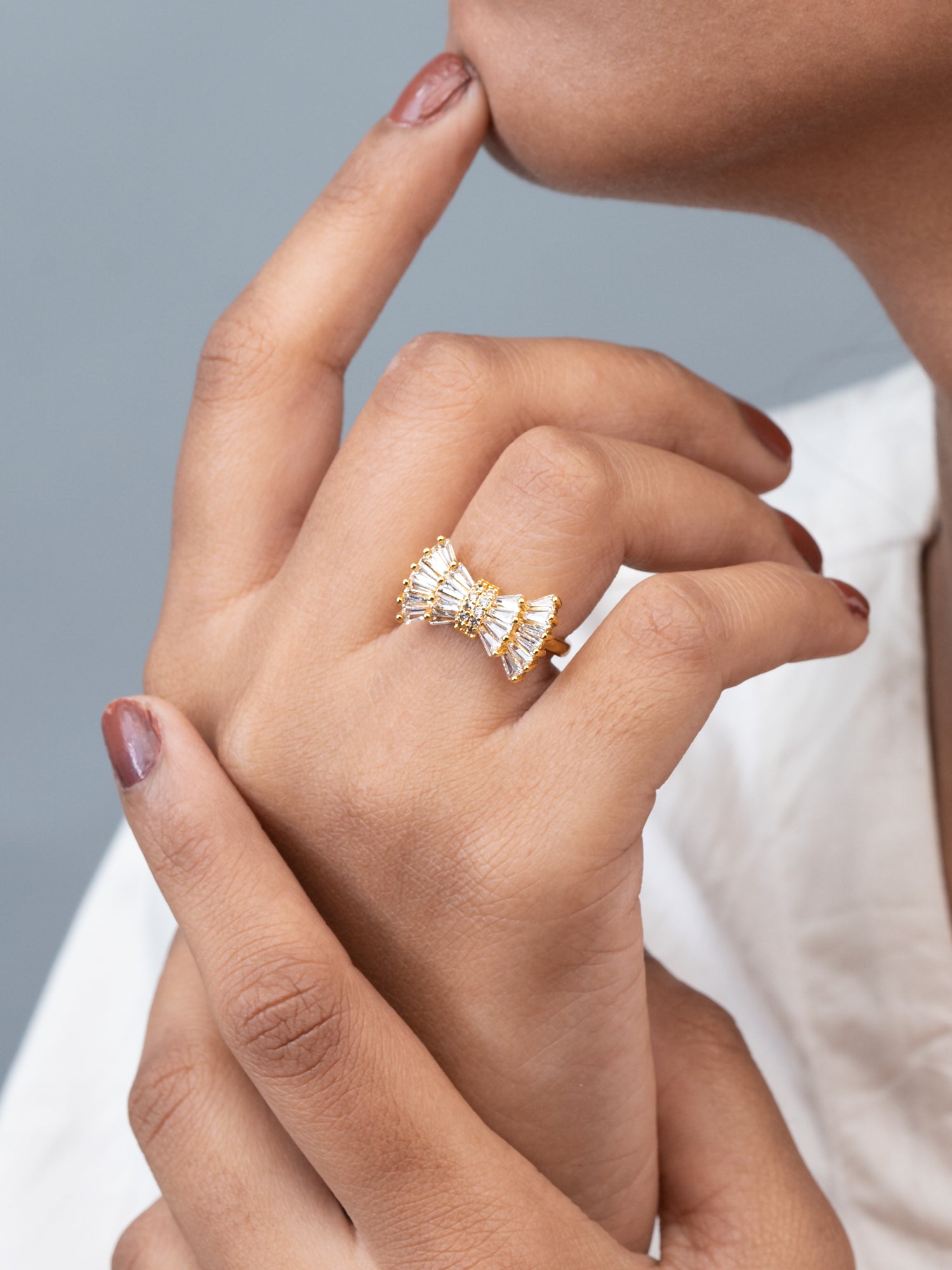 Artklim Gold-Plated Luxe Fan Bow Anti-Tarnish Ring