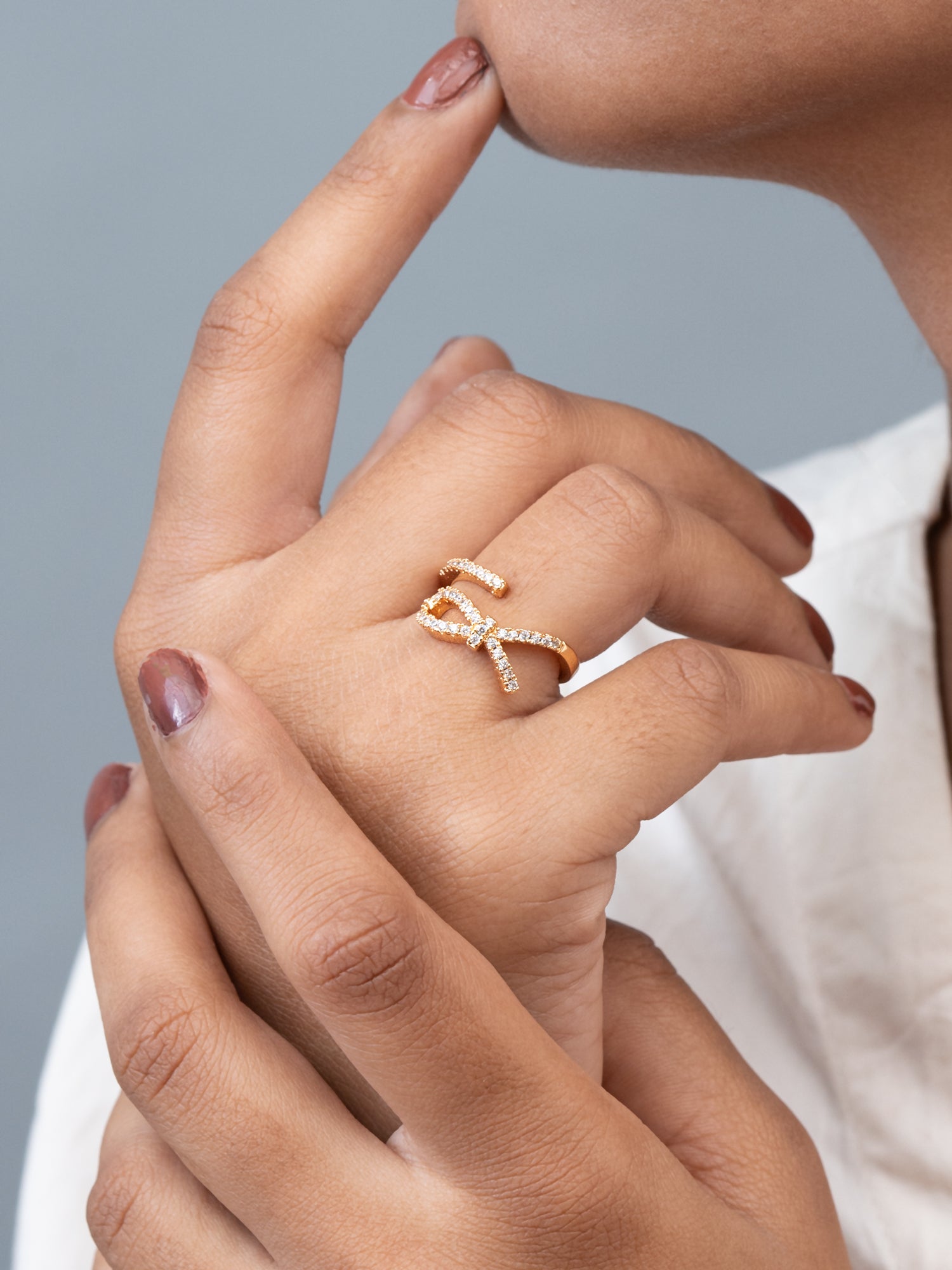 Artklim Gold-Plated Bow Charm Anti-Tarnish Ring