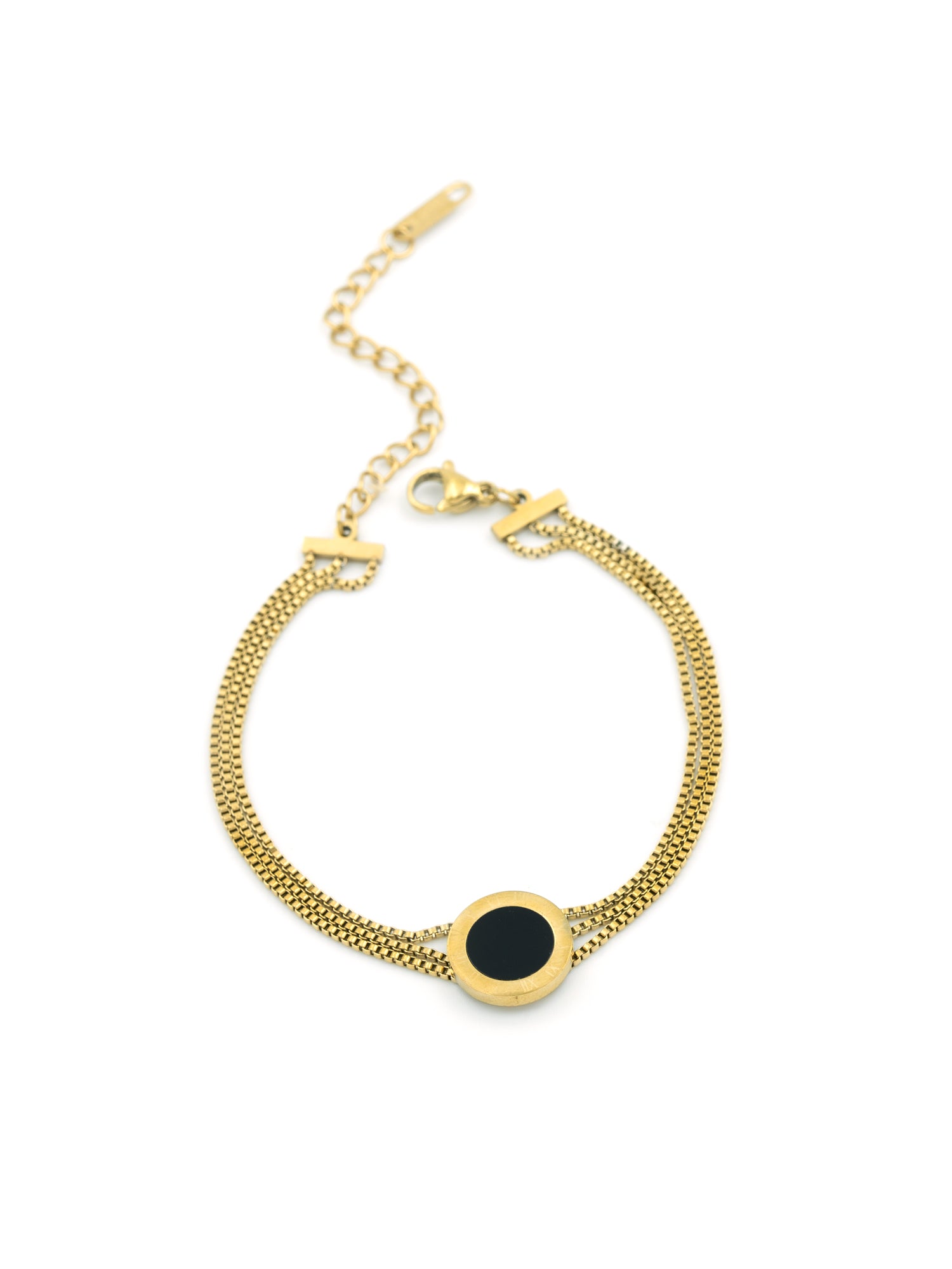Artklim Gold Plated Anti Tarnish Black Clover Charm Bracelet