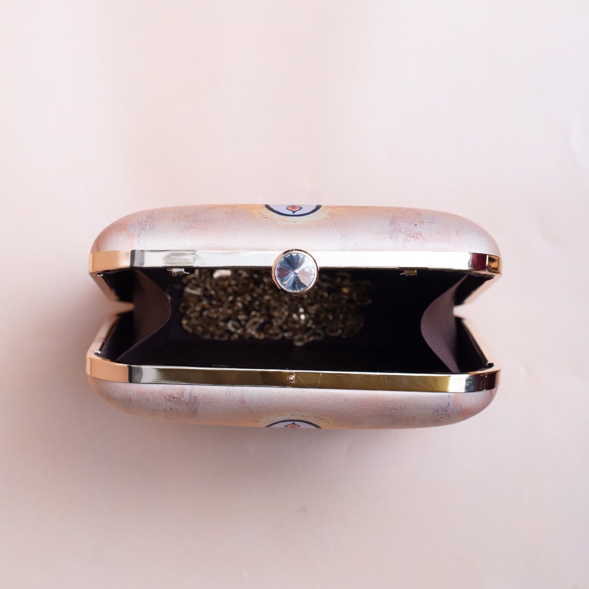Artklim Beige Based Hamsa Hand Printed Clutch