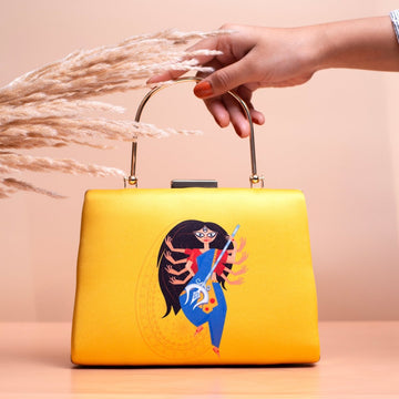 Yellow Durga Printed Clutch