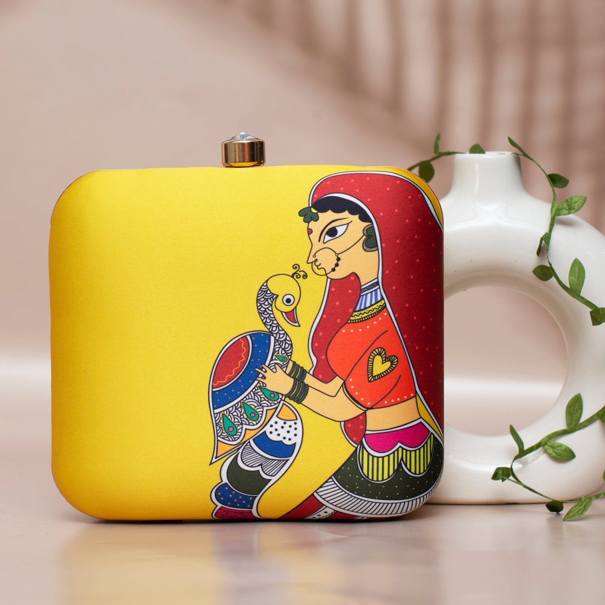 Women Peacock Printed Clutch