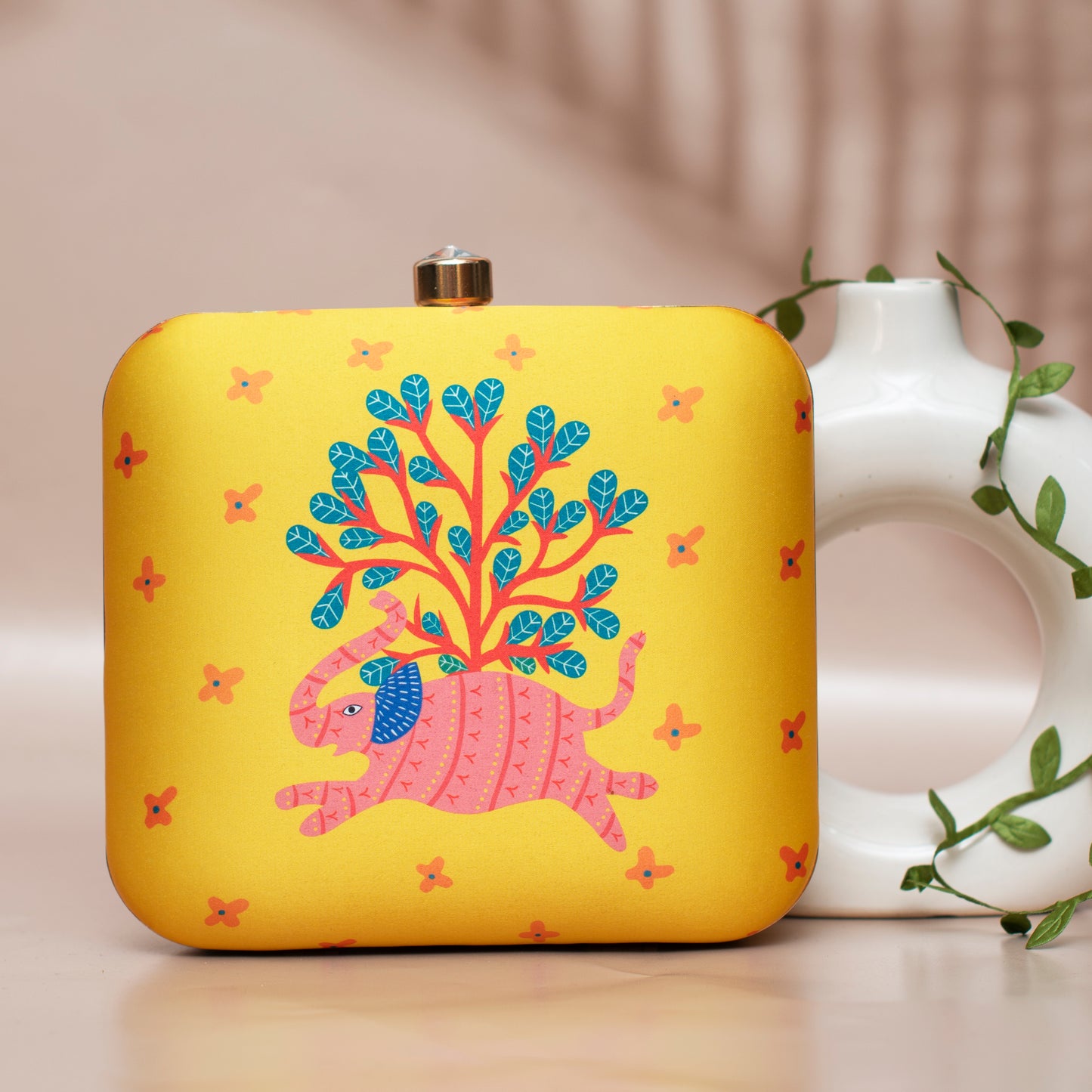 Blue Tree Printed Clutch