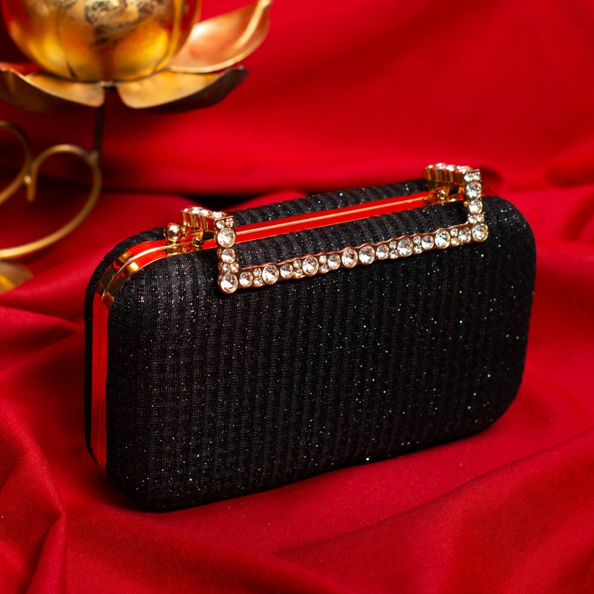 Black Shimmery Fabric Clutch