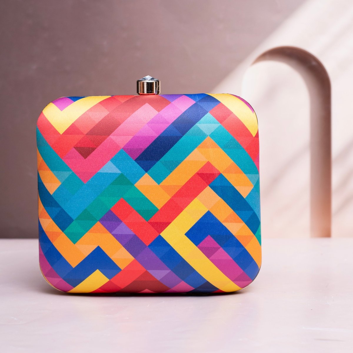 Artklim Multicolor Geometric Pattern Clutch