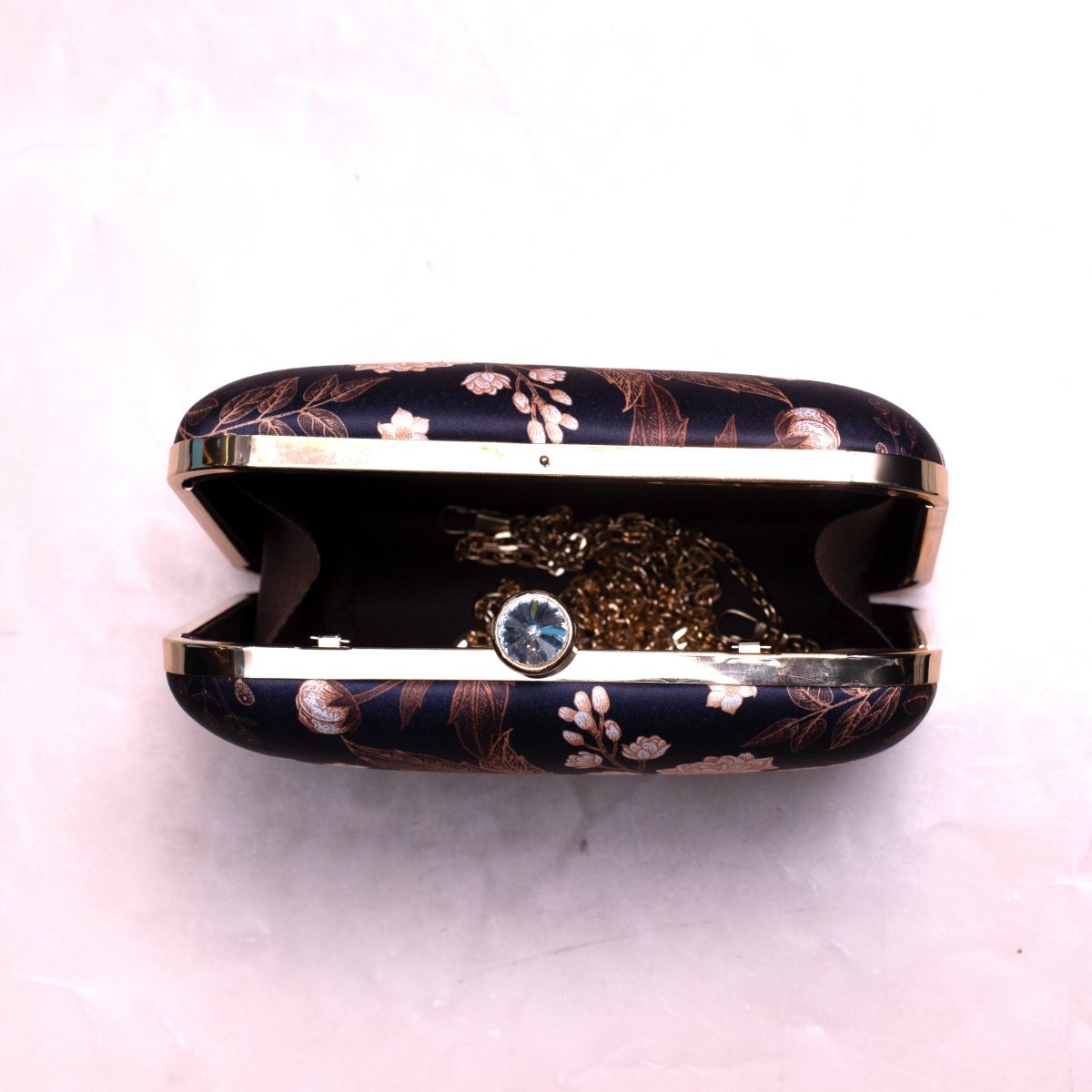 Artklim Black Floral Printed Clutch Bag