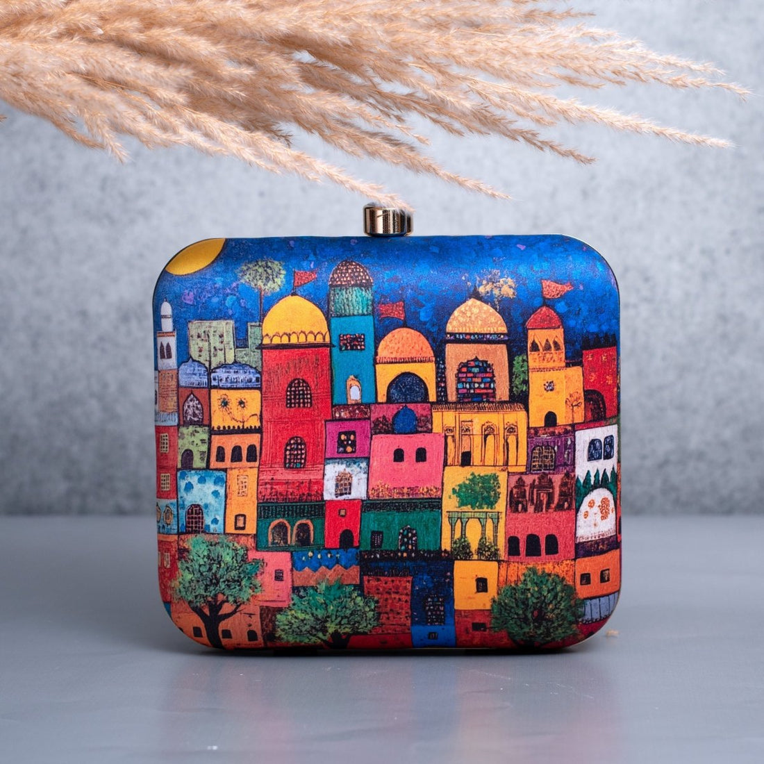 Artklim Multicolored Tombes Printed Clutch