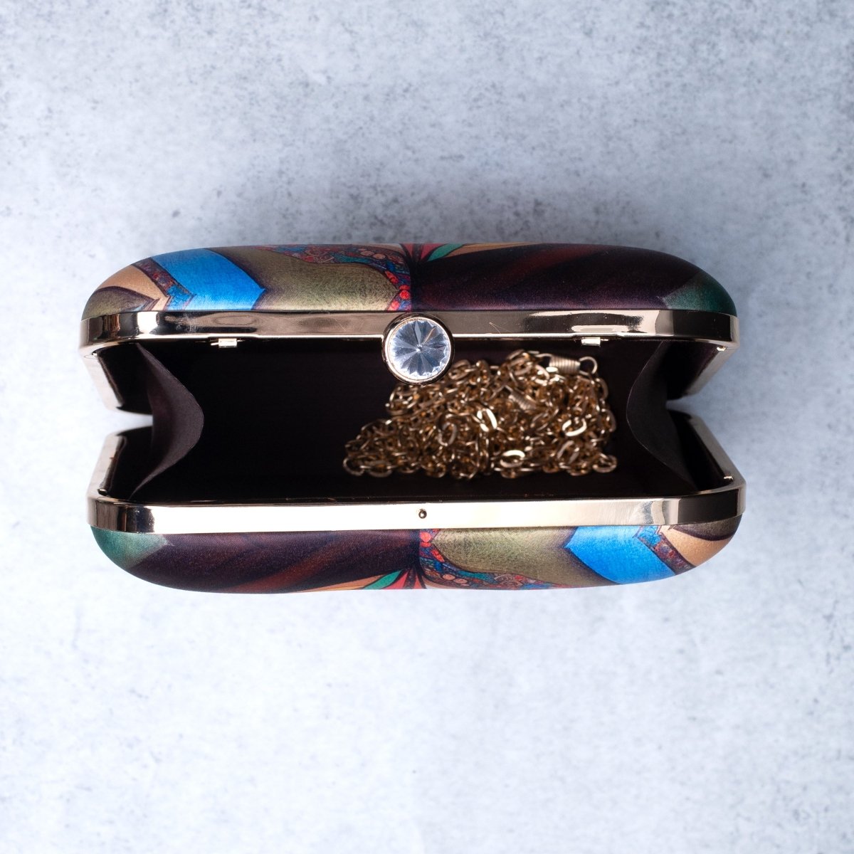 Artklim Multicolored Abstract Face Printed Clutch