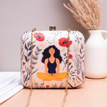 Artklim Meditating Girl Portrait Printed Clutch