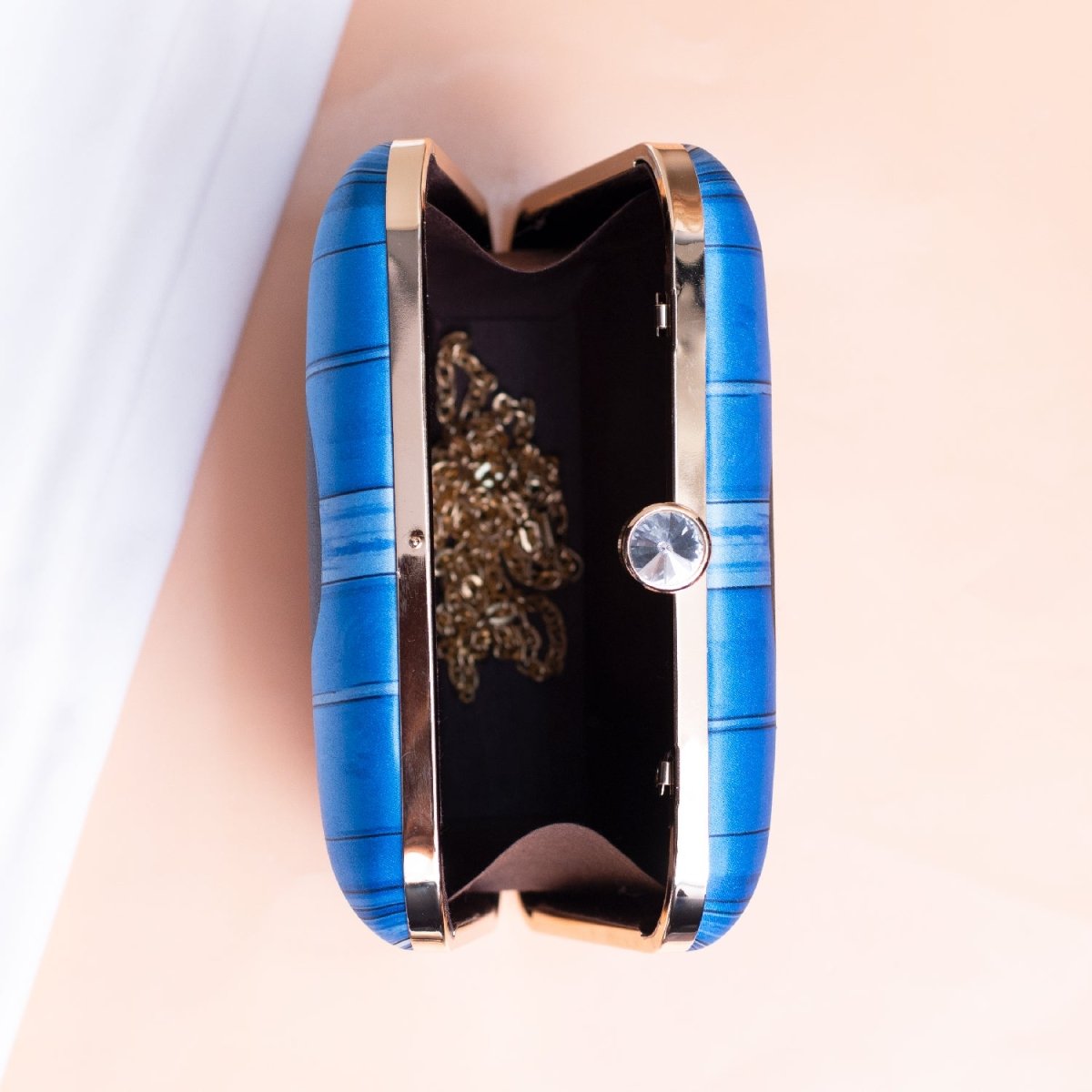Artklim Blue Based Girl Portrait Printed Clutch