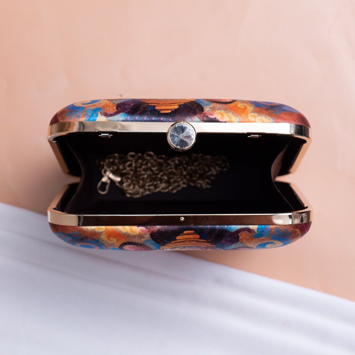 Artklim Lord Ganesh With Lotus Printed Clutch