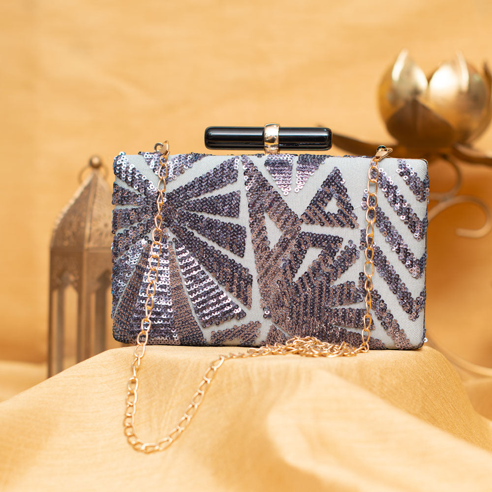 Artklim Shades Of Blue Sequin Clutch