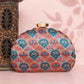 Artklim Bright Pink and Blue Traditional Print Clutch