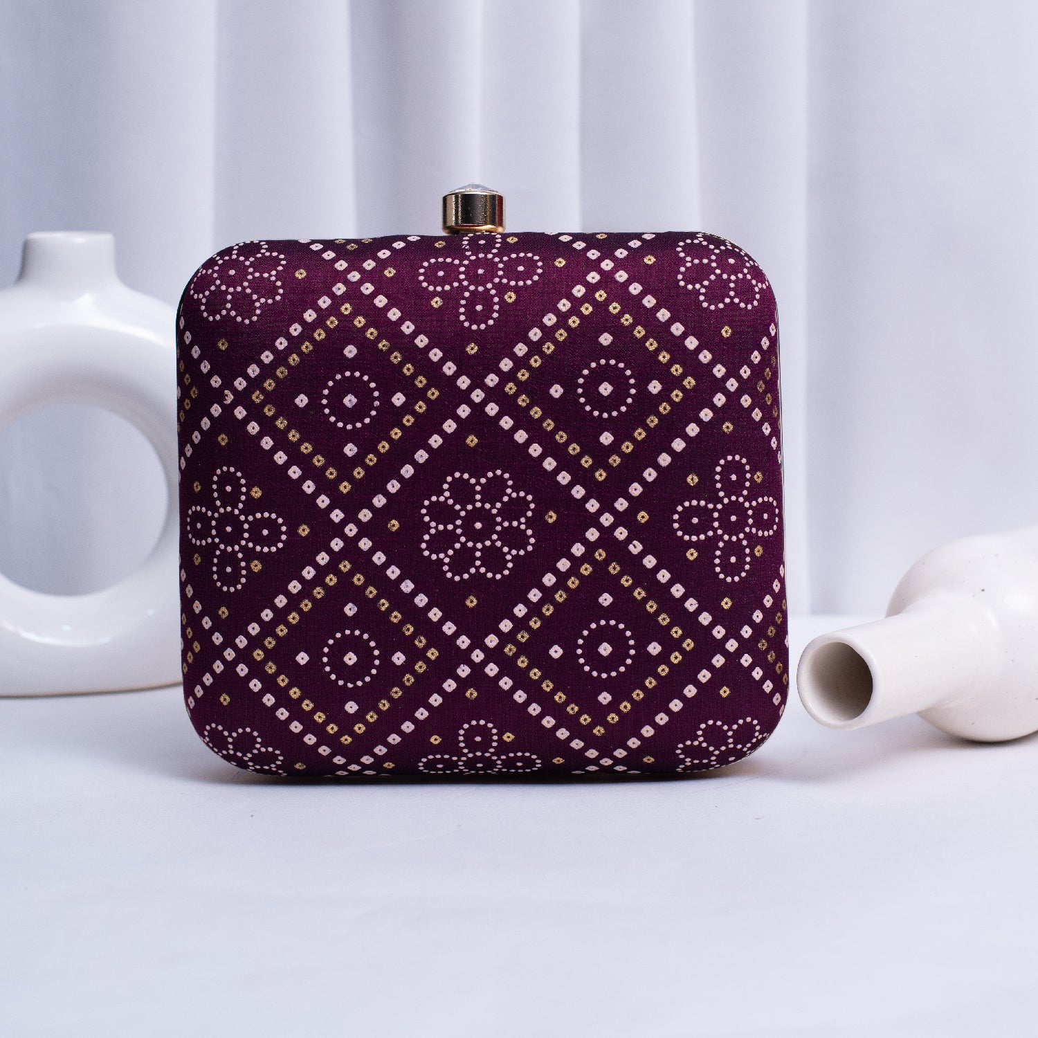 Artklim Purple Based Pattern Printed Clutch