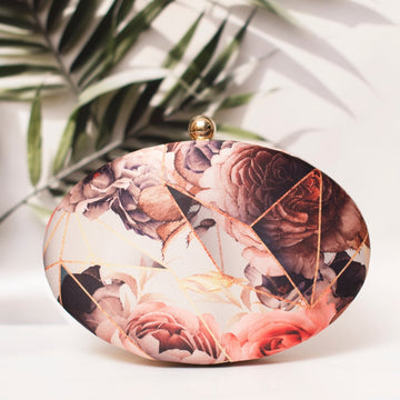 Abstract Rose Printed Clutch