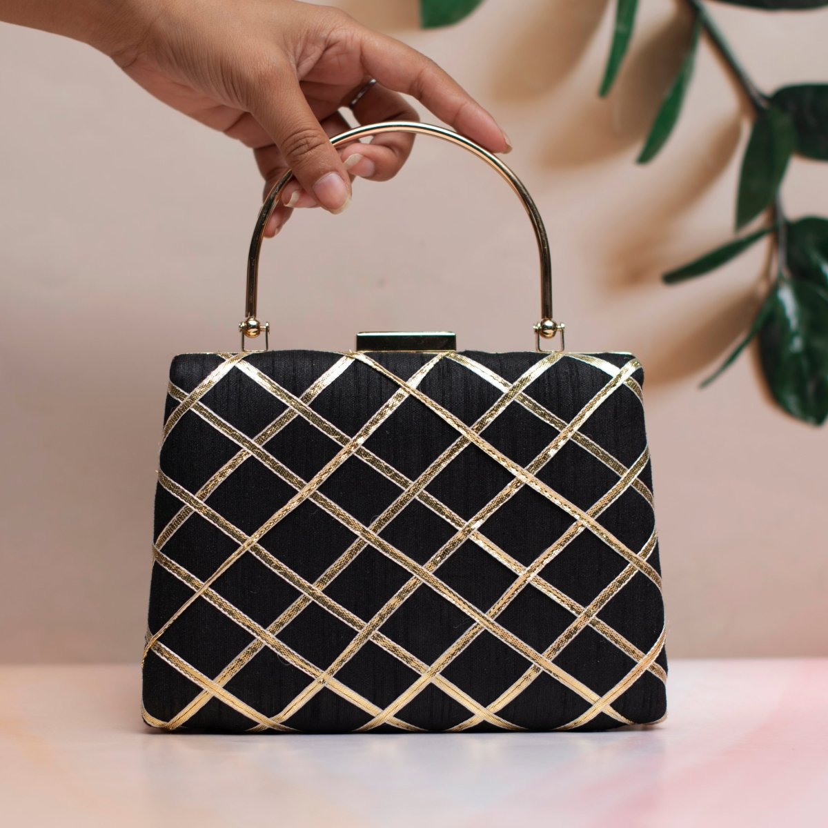 Black Gota Patti Fabric Clutch