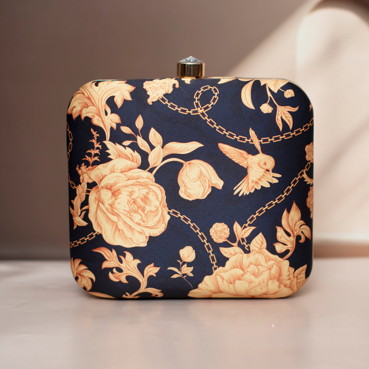 Artklim Free Bird Printed Clutch Bag (Navy Blue)