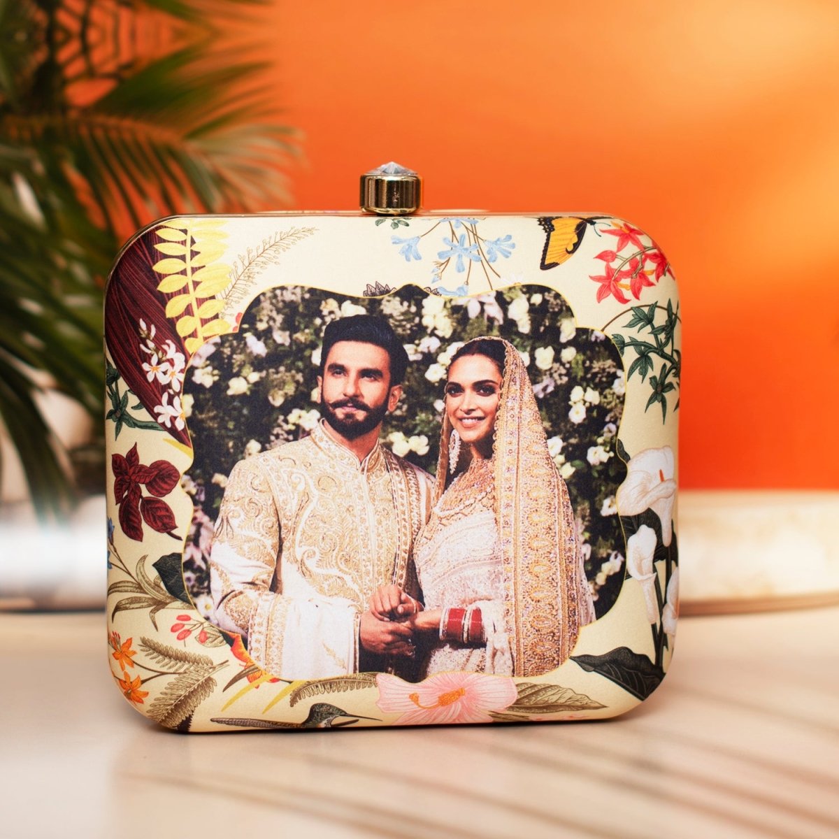 Artklim Cream Based Printed Customized clutch