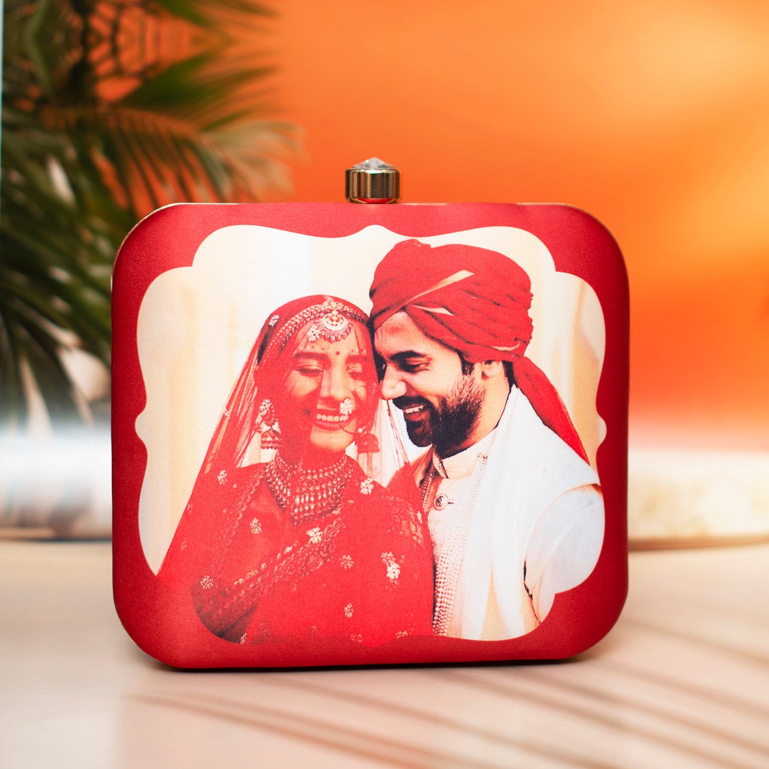 Artklim Red Based Portrait Customized Clutch