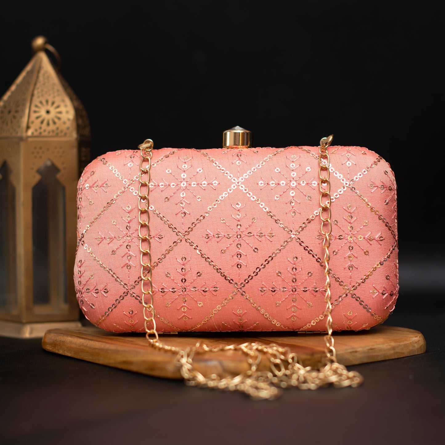 Artklim Pink Color Clutch With Sequin