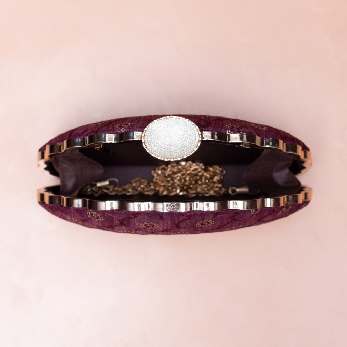 Artklim Purple Based Golden Sequins Embroidery Clutch