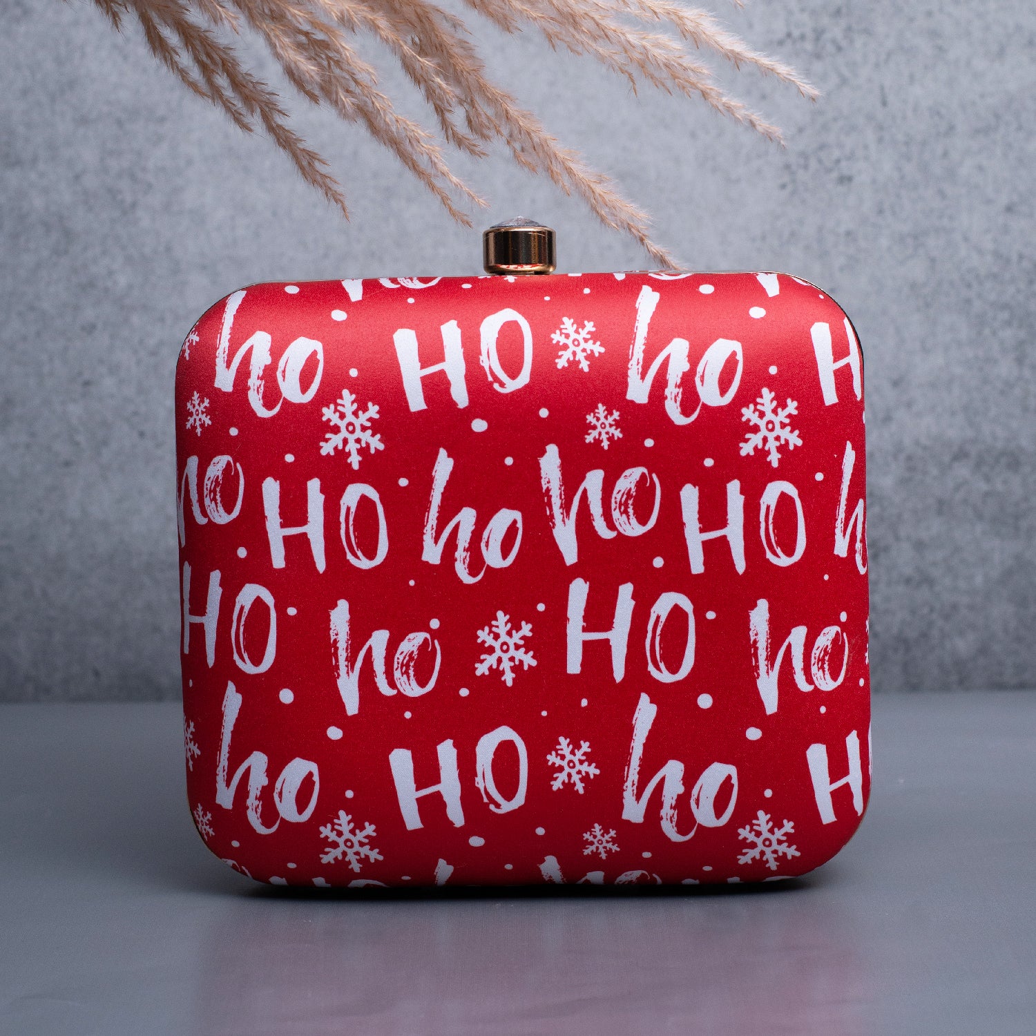 Artklim Red Based Christmas hohoho Printed Clutch
