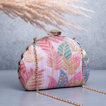 Artklim Light Pink Based Pattern Printed Clutch