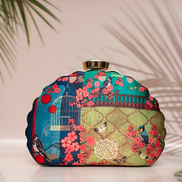 Artklim Open Cage Printed D-shape Clutch