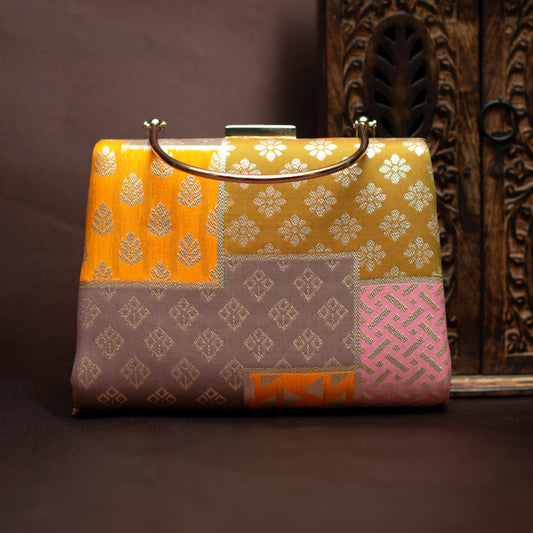 Multipattern Brocade Party Clutch