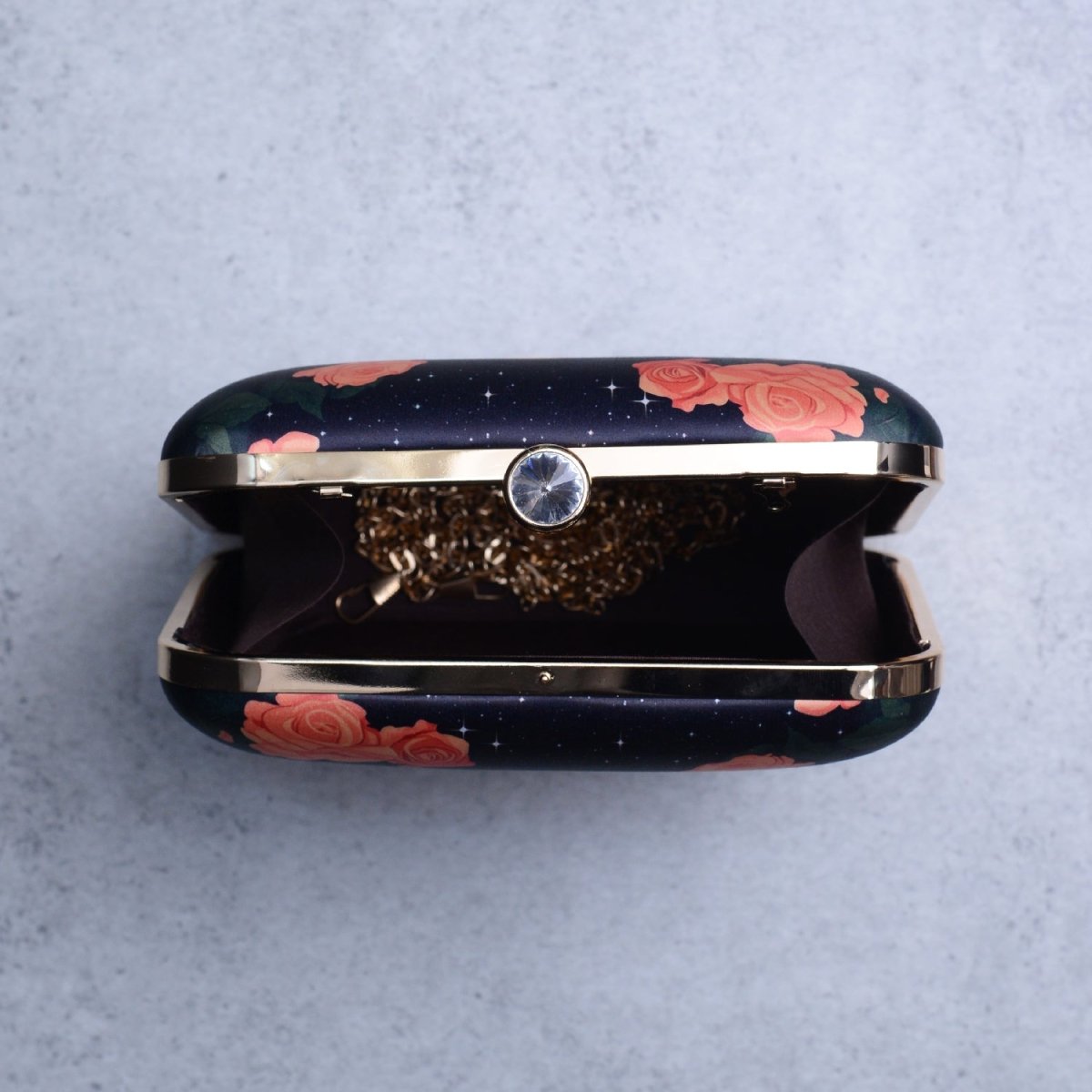 Artklim Rose And Girl Portrait Printed Clutch