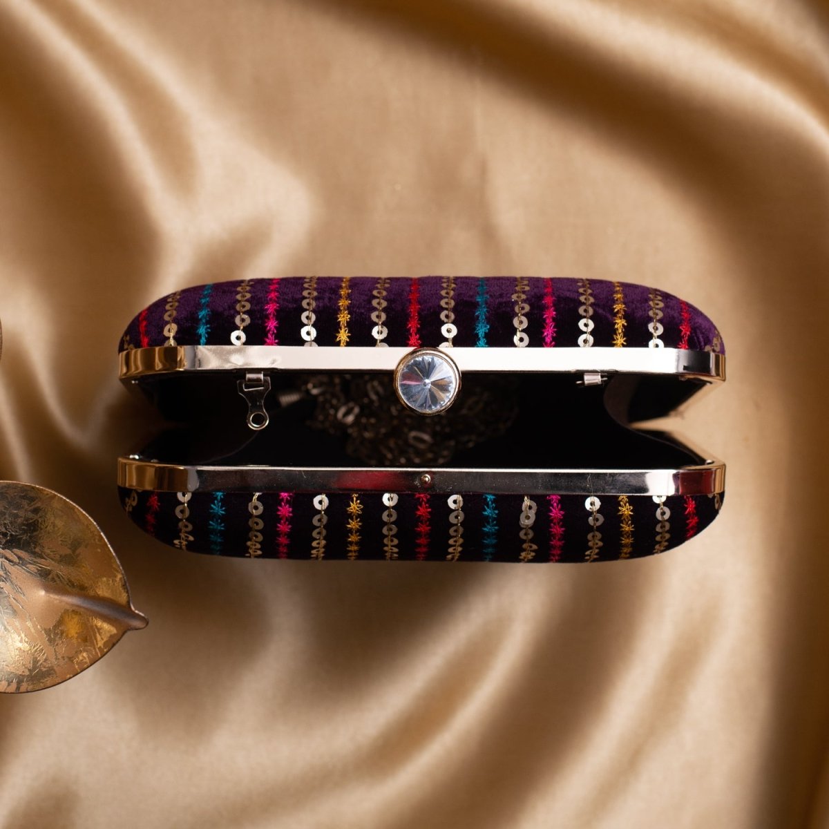 Artklim Wine Based Multicolored Sequins Embroidery Clutch