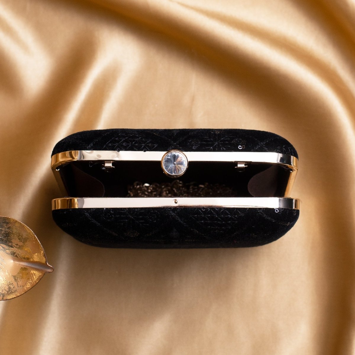 Artklim Black Based Sequins Embroidery Clutch